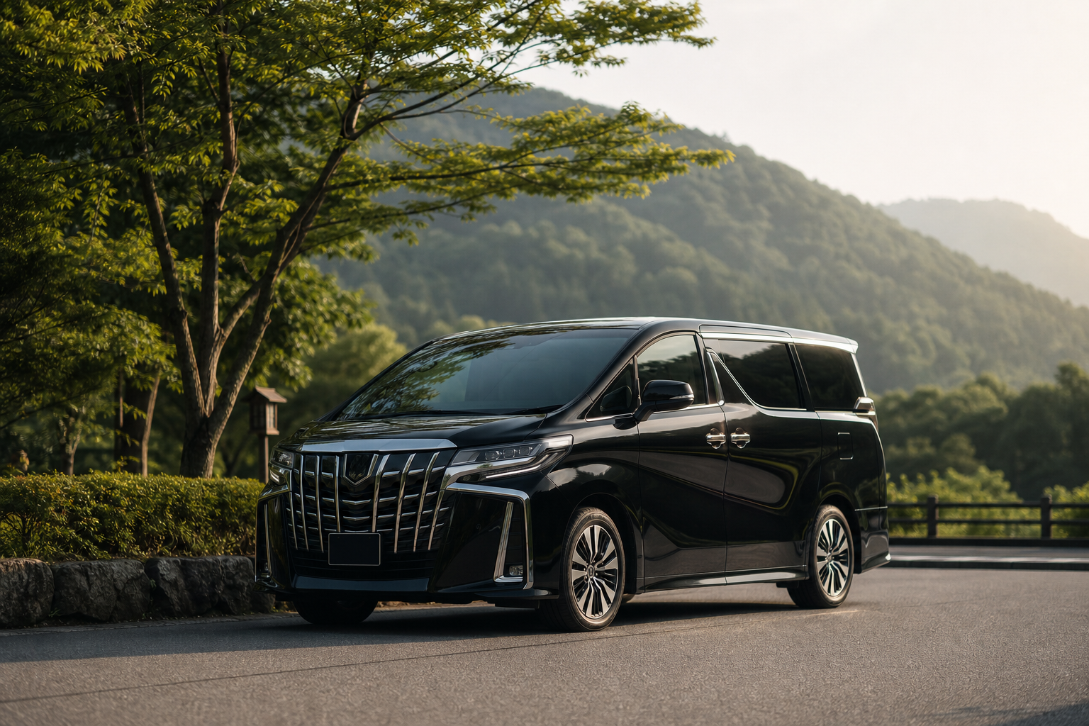 日本包車旅遊情境,呈現移動與人物比例
