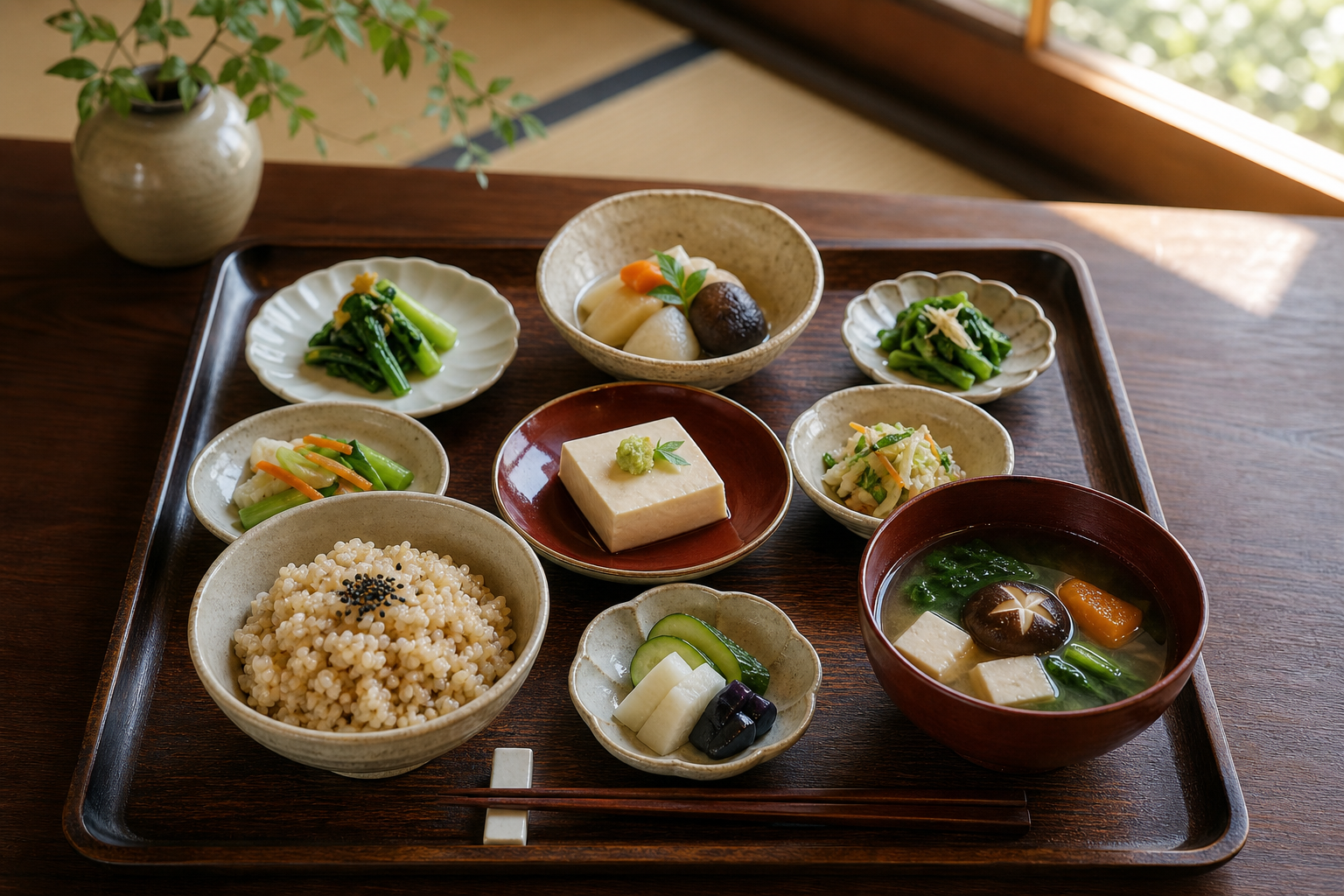 日式素食料理,呈現餐食與材質細節攝影方向